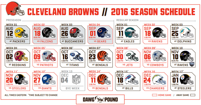 Cleveland Browns 2016 schedule