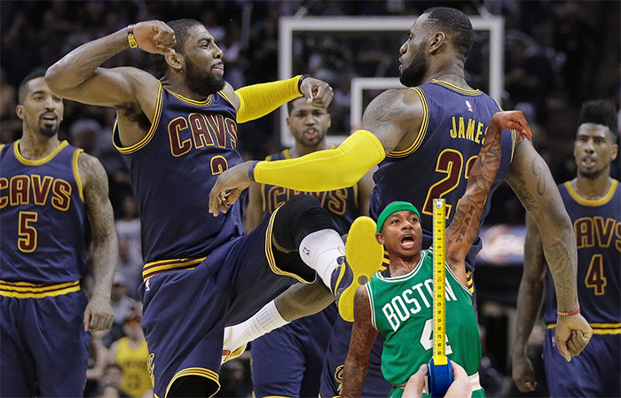 Kyrie Irving Lebron James kicking Isiah Thomas