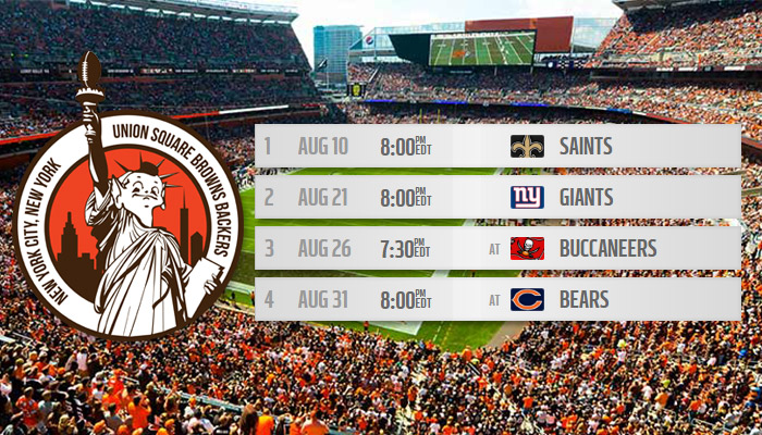 Cleveland Browns preseason schedule for games in nyc