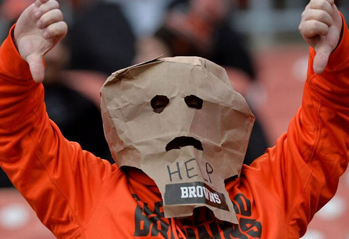 Angry Sad Cleveland Browns Fan Bag over head