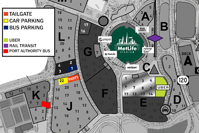 Tailgate info for Cleveland Browns vs Jets game at Met Life